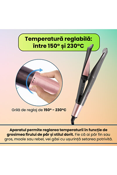 KindKare Straightening plate, 2in1 hair curler, max temp 230°, 30sec heating, cover, gloves included, portable