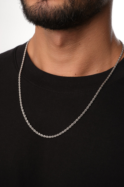 ByFlorya Jewelry Steel Twist Men's Chain Necklace 3mm Non-Tarnish 60cm