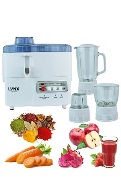 LYNX خلاط مطبخ متعدد الوظائف 4 في 1 - عصارة، خلاط، مفرمة ومطحنة
