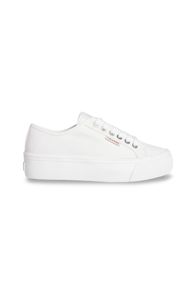 Calvin Klein Women Bright White Vulc Flatform Ctn Low Top Sneakers