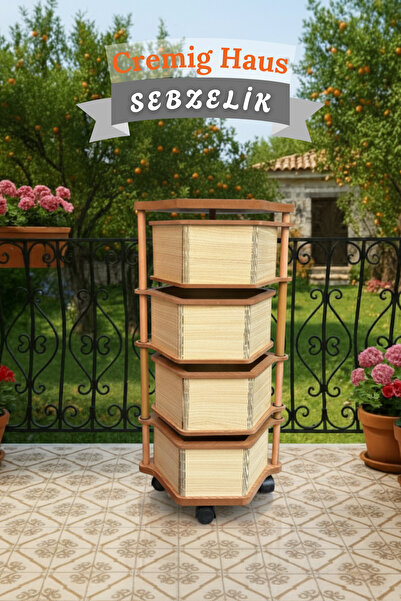 CremigHaus Ahşap Sebzelik Geleneksel Tasarım Altıgen 4 x 5 lt Kapasiteli Akça...