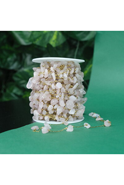 Prestij Boncuk Lanț de metal de culoare aurie Lanț de piatră naturală ruptă roz Lanț pentru ochelari Lanț pentru colier Y 1 metru