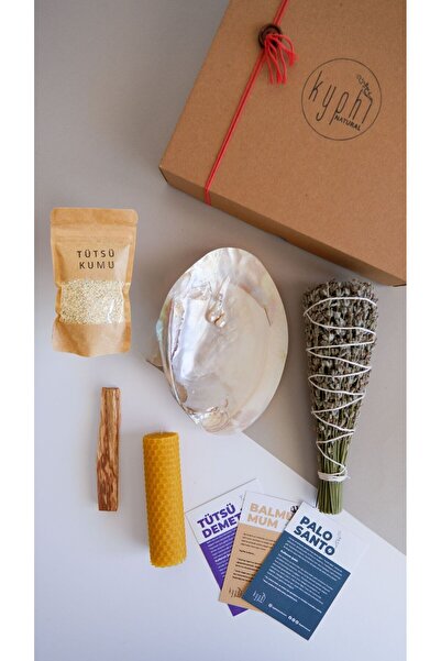 Kyphi Natural Macabeli Enerji Seti - Lavanta Demet Tütsü, Deniz Kabuğu, Palo Santo, Balmumu, Tütsü Kumu