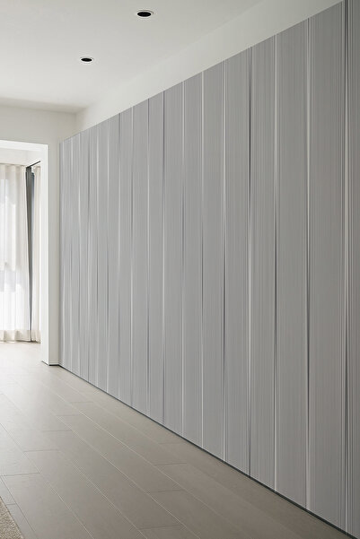 dreamwall Gri İnce Çizgi Modern Tasarım Tek Parça Duvar Kağıdı