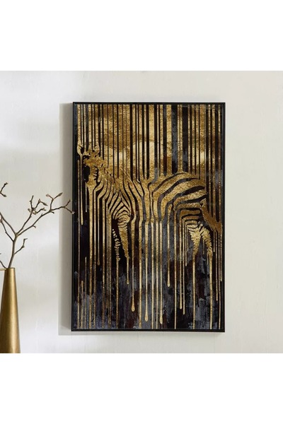 Generic Framed Abstract Portrait of a Cypriot Odian Zebra with Metallic Paper - 60 x 90 x 2.8 cm