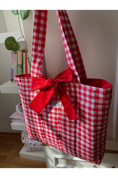 Cherry tote bag Red Checkered Shoulder Bag