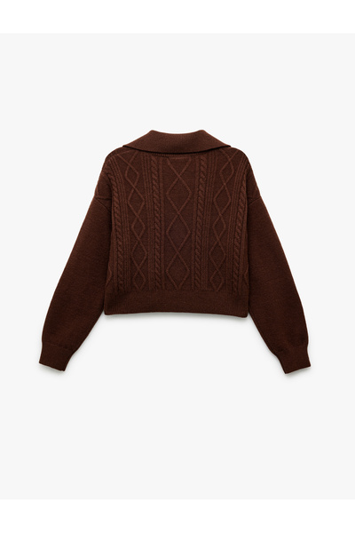 Koton Pulover cu jumătate de fermoar, cu mânecă lungă, tricotat texturat