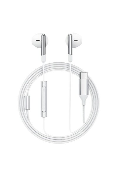 Acefast Casti half-in-ear USB-C, microfon, anti-vant L3, 1.2m, alb