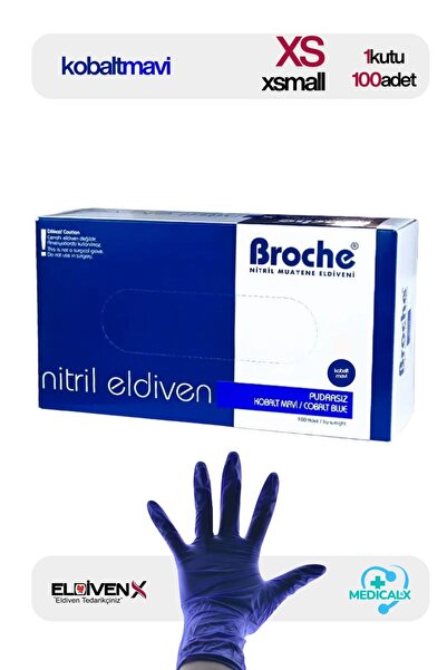 Medicalx Kobalt Mavi Nitril Muayene Eldiveni 100’lük Kutu - XSmall