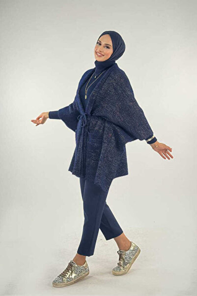 Bym Fashion Παντόφλα με λεπτομέρεια από σιβερία 18332 Navy-Gold