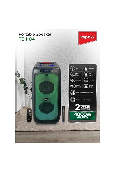 ORIAN مكبر صوت إمبكس - 4000 واط، بطارية 3600 مللي أمبير، شاشة LED، أسود