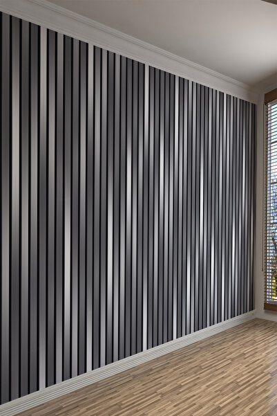 dreamwall Modern Şerit – Siyah Gri Çizgili Tek Parça Duvar Kağıdı