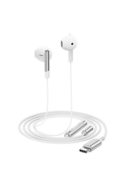 Acefast Casti half-in-ear USB-C, microfon, anti-vant L3, 1.2m, alb