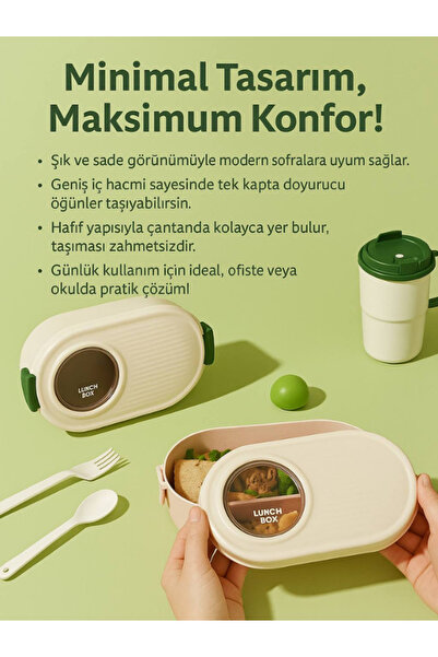 Dörtel Tedarik Cute Lunch Box, Portable 2-Compartment Storage Container for Teenagers and Children at School