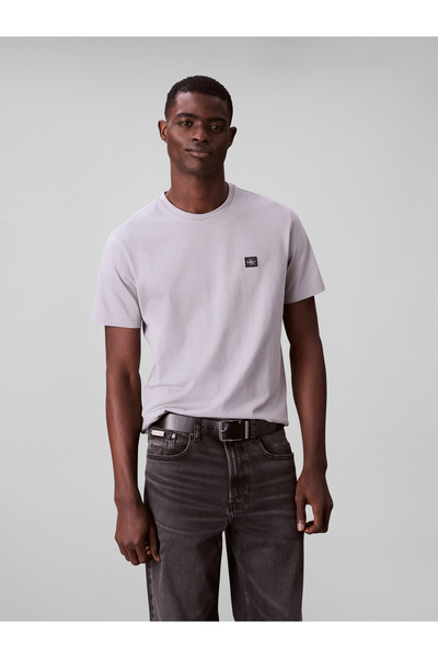 Calvin Klein Men Formal Gray Short Sleeve Cotton Badge T-shirt