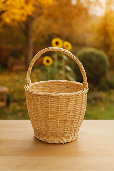 My Family Doğal El Yapımı Hasır Sepet – Dekoratif & Çok Amaçlı (Büyük Boy Saplı)