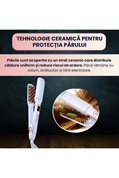 KindKare Hair volumizer, zigzag ceramic plates, temp140–230°, 360° cable rotation, portable, any hair type