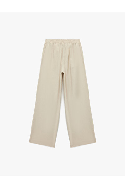 Koton Elastic Waist Straight Wide Leg Linen Pants