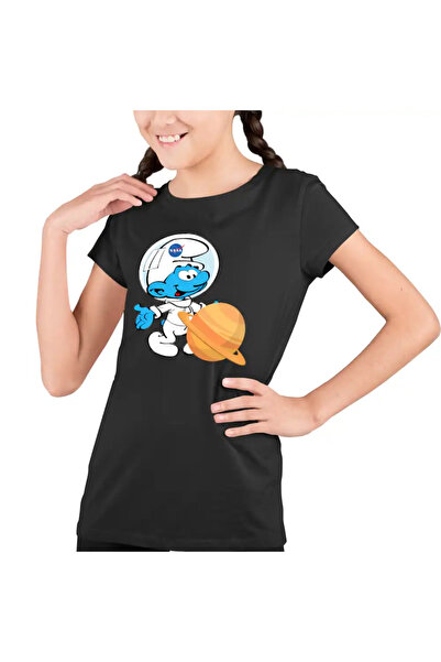 OEM Tricou Copii Fete Strumfii Astronaut Saturn Nasa