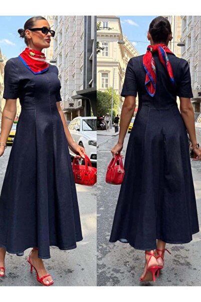 dshee woman KİLOŞ BELDEN OTURTMALI JEAN ELBİSE