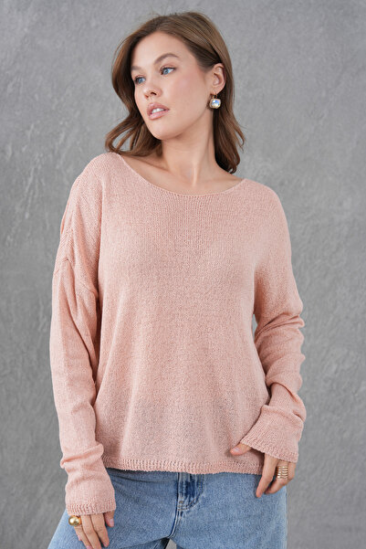 bayansepeti Powder Round Neck Knitwear Oversize Sweater 6933