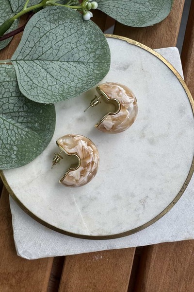 My Joyas Design Textured Bone C Earrings