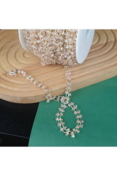 Prestij Boncuk Lanț de aur cu mărgele de cristal roz Model Y Lanț 1 Mt