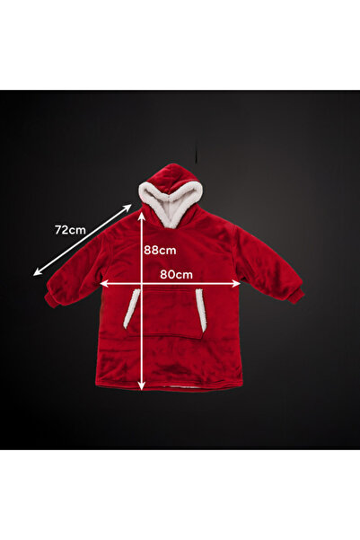 zola 2-in-1 blanket sweatshirt with hood and pocket, universal, fluffy interior, 88 x 80 cm, polyester, burgundy