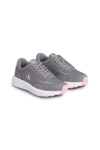 Calvin Klein Women Steeple Gray/Rose Shadow Athle Runner Nylon Low Top Sneakers