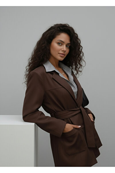 My Blog Καφέ σουέντ μπλέιζερ μπουφάν - 85151