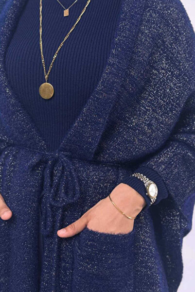 Bym Fashion Παντόφλα με λεπτομέρεια από σιβερία 18332 Navy-Gold