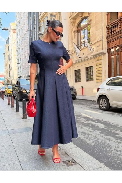 dshee woman KİLOŞ BELDEN OTURTMALI JEAN ELBİSE