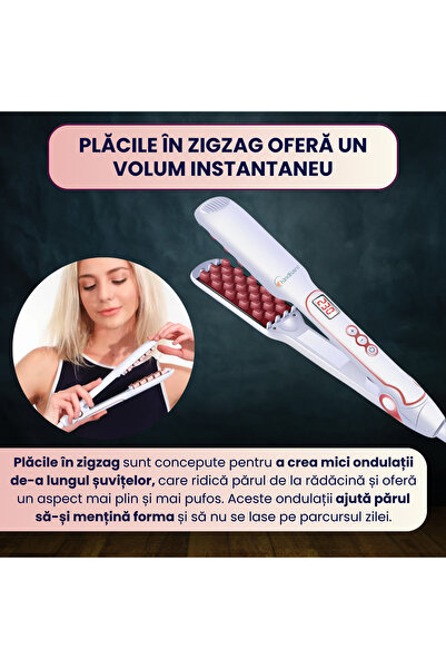 KindKare Hair volumizer, zigzag ceramic plates, temp140–230°, 360° cable rotation, portable, any hair type