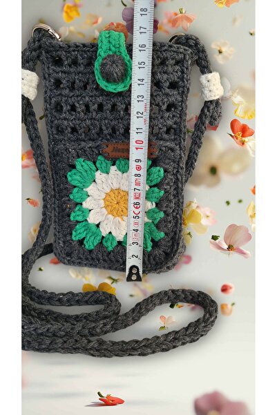 nazegram Knitted Phone Bag, with Strap, Natural, Stylish Design