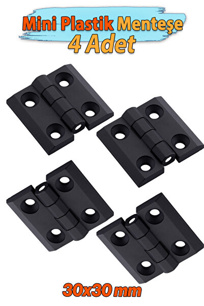 Badem10 Dayanıklı Plastik Yaprak Menteşe 30x30 mm 4 Adet Dolap Çekmece Kapak Küçük Mobilya Menteşe Seti