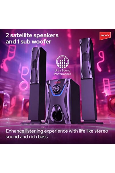 ORIAN Impex Speaker – 60W, Remote Control, LED Display, USB Function, Black