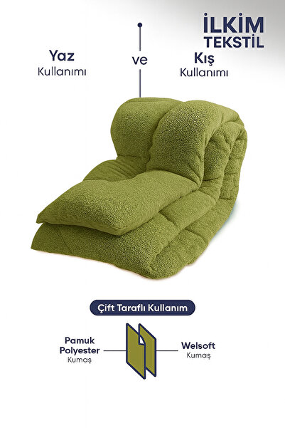 cs ilkim With a Gift Single Luxury Green Welsoft Quilt Double-Sided 155X215