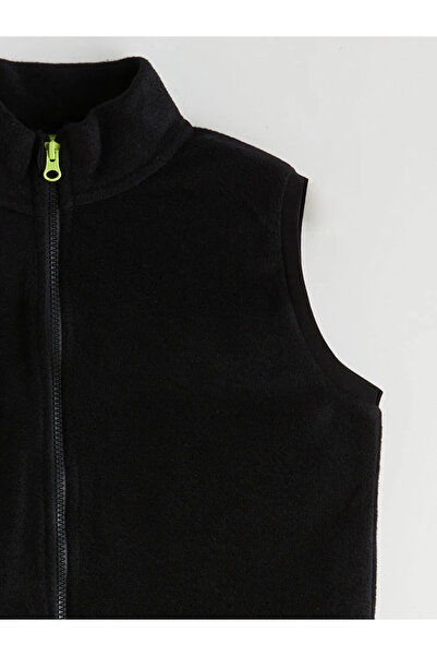 LC Waikiki LCW DREAMS Μαύρο ψηλός λαιμός Fleece Αγορικό Γιλέκο