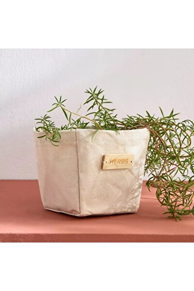 Generic Bella Fabric Planter with Wooden Label - 14 x 14 x 15 cm