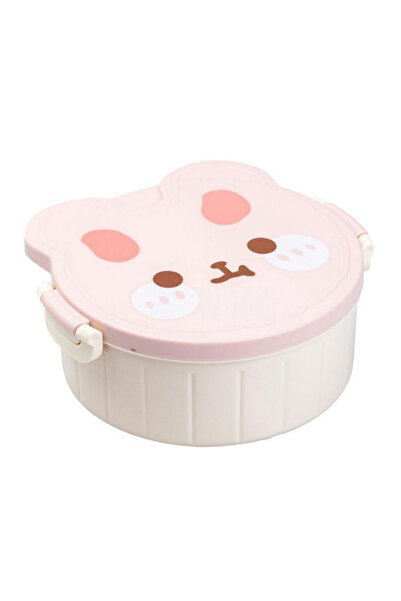 Dörtel Tedarik صندوق غداء بلاستيكي للأطفال من تيدي بير بثلاثة أقسام مع شوكة و...