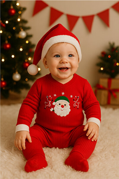 Melekpare Yılbaşı Noel Baba Kostümü Çorap Hediyeli Yılbaşı Çocuk Kıyafeti, Yeni Yıl Bebek Kostümü, Yılbaşı