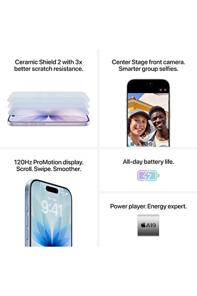 Apple iPhone 17 256 GB: 6.3-inch Display with ProMotion, A19 Chip, Center Stage Front Camera for Sma