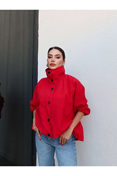 ESRAHELVACI Red Stand Collar Bomber Jacket