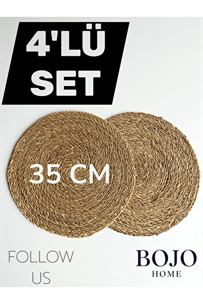 Bojo Home Hasır Supla 4'lü Set - Doğal Amerikan Servis Tabak Altlığı (Klasik ...