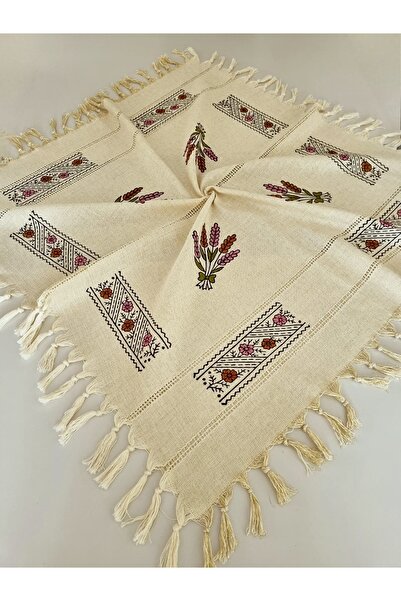 Milenam Authentic Patterned Handcrafted Wooden Printed Slap Work Square Table Cloth Runner