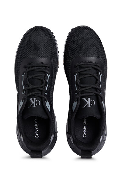 Calvin Klein Women Black/Mockingbird Eva Runner Lace-Up Mix Low Top Sneakers