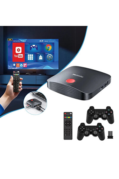 Yesido Tv12 4K Wifi Android Tv Box + Game Box (2Pcs Joystick Handle +10000Pcs Games Included)