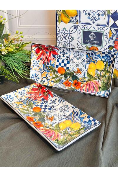 ROSSEV Italy Garden Rectangular Presentation Plate Set of 2 Small