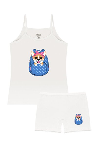 Öts Girl's Undershirt Boxer Lycra Ecru Dog (96% Cotton - 4% Elastane)
