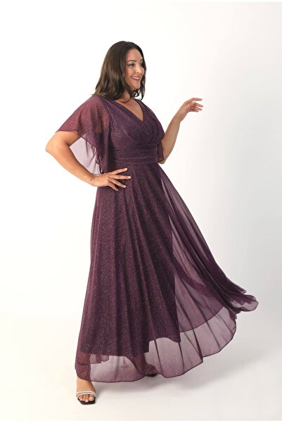 NONCONCEPTMODA Kısa Kollu Simli Tül Elbise